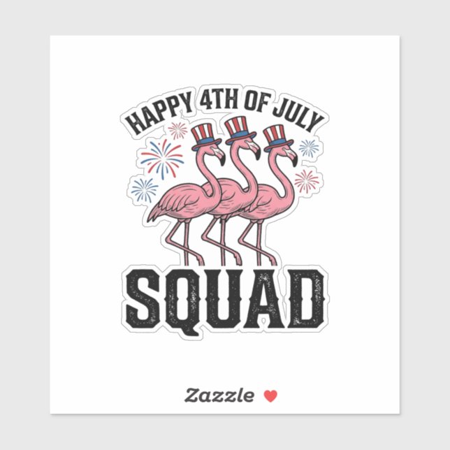 Adesivo Feliz 4 de Julho Flamingo Squad Vector Design_1 (Folha)