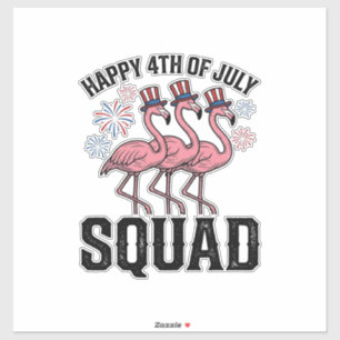 Adesivo Feliz 4 de Julho Flamingo Squad Vector Design_1