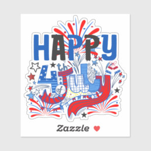 Adesivo Feliz 4 de Julho Fogos de Artifício EUA-63261