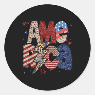 Adesivo Feliz 4 de Julho Leopardo EUA Bandeira Americana P
