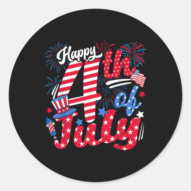 Adesivo Feliz 4 De Julho Nos Estados Unidos Bandeira Ameri (Frente)