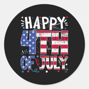 Adesivo Feliz 4 De Julho Patriótico Americano Bandeira 4th