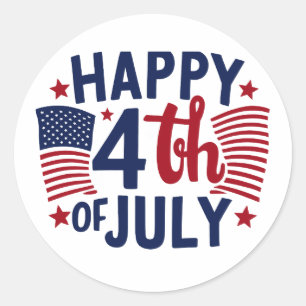 Adesivo Feliz 4 de julho Patriótico Americano de Bandeira