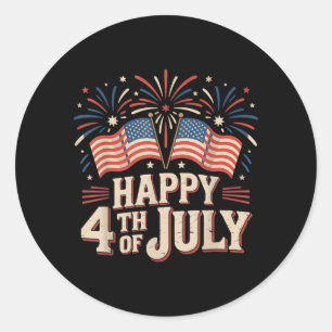 Adesivo Feliz 4 de Julho Patriótico Bandeira Americana 4 d