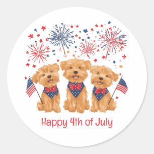 Adesivo Feliz 4 De Julho, Yorkie Dogs