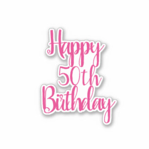 Adesivo Feliz 50º aniversário do Elegante Rosa Fabuloso 