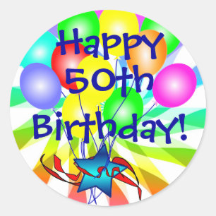 Adesivo Feliz 50º ou? Vinhetas de Aniversário Festivas