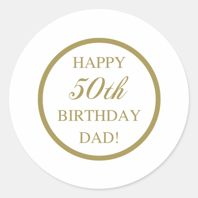 Adesivo Feliz 50º Pai de aniversário (Frente)