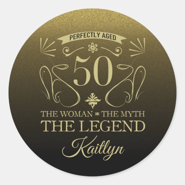 Adesivo Feliz 50.º Aniversário do Cachorro Personalizado (Frente)