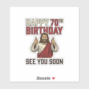 Adesivo Feliz 70º Aniversário Vejo Você Logo Camisa Vintag