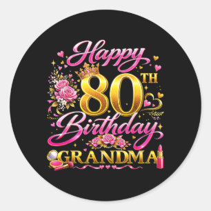 Adesivo Feliz 80º Aniversário Vovó 80 e Fabulosa 80 Anos