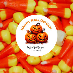 Adesivo Feliz abóboras amigáveis do Dia das Bruxas