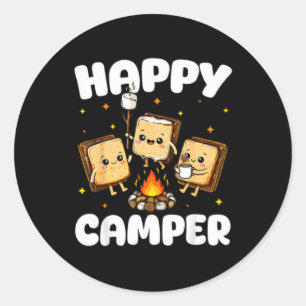 Adesivo Feliz Acampador Marshmallow Divertido Acampamento 