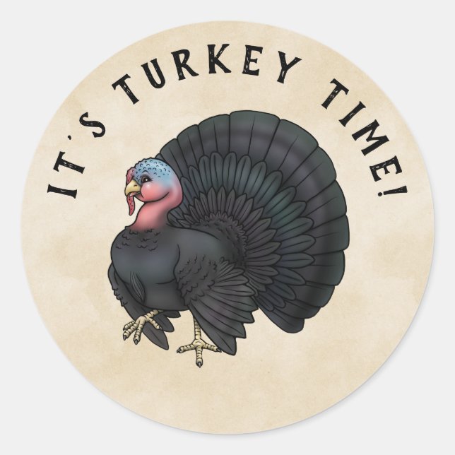 Adesivo Feliz Ação de Graças da Turquia Negra (Frente)