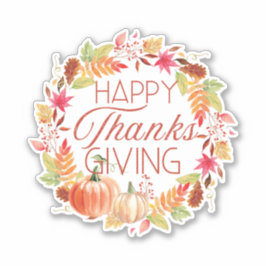 Adesivo Feliz Ação de Graças Floral Fall Wreath