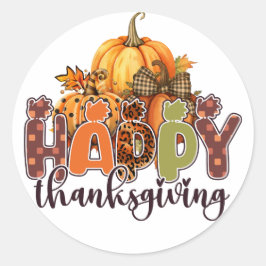 Adesivo Feliz Ação de Graças Pumpkins