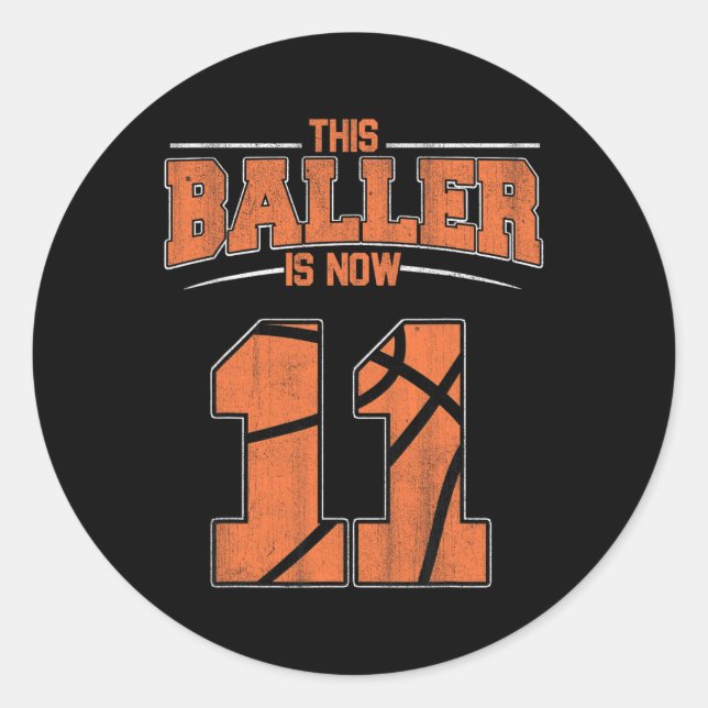 Adesivo Feliz Aniversário, 11 de 11 anos, Meninos De Basqu (Frente)