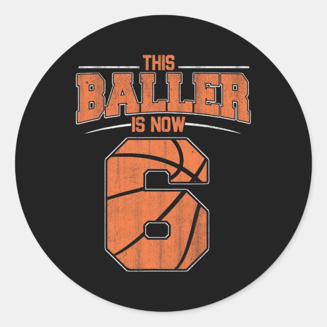 Adesivo Feliz Aniversário 6 6 Anos Meninos De Basquete 6 (Frente)