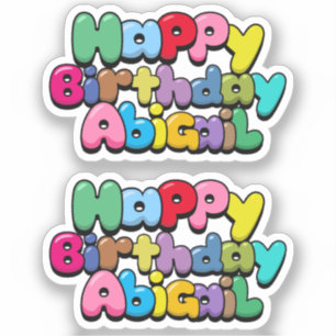 Adesivo Feliz aniversário Abigail