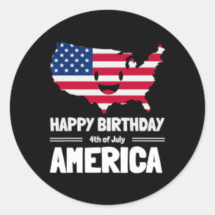 Adesivo Feliz aniversário América 4 de julho Bandeira Amer