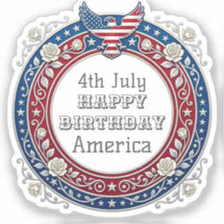 Adesivo Feliz aniversário América em 4 de julho Águia Patr