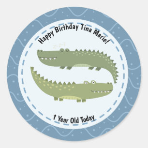 Adesivo Feliz Aniversário - Animais do Zoo dos Alligadore