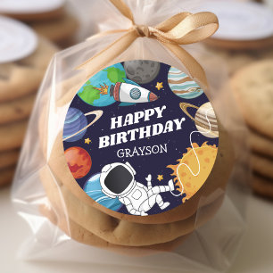 Adesivo Feliz Aniversário Astronauta Espacial