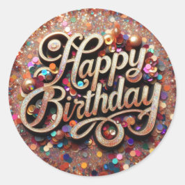 Adesivo Feliz Aniversário, Aterro Glittere