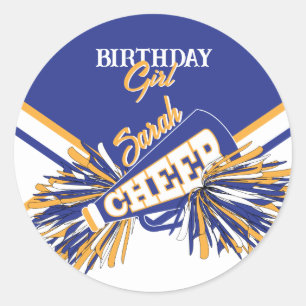 Adesivo Feliz aniversário - Azul, Dourado e Branco