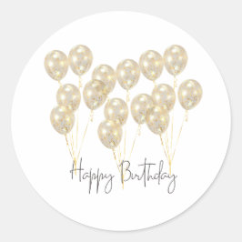 Adesivo Feliz Aniversário Balão Dourado Elegante