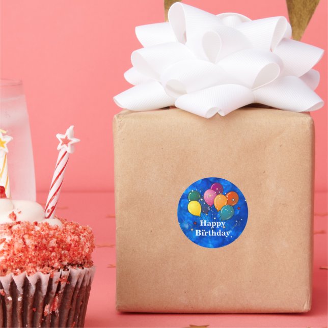 Adesivo Feliz Aniversário, Balões de Celebração (Festa)