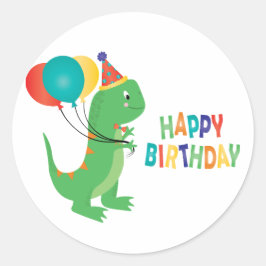 Adesivo Feliz aniversário Balões de Dinossauro