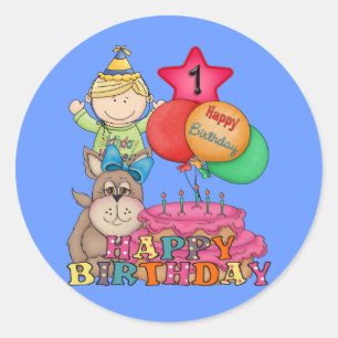 Adesivo Feliz aniversário Balões Menino de 1 ano