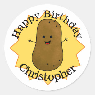Adesivo Feliz Aniversário Batata Personalizada