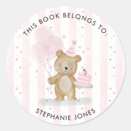 Adesivo Feliz Aniversário Beary Este Livro Pertence a