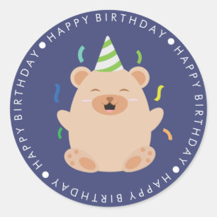 Adesivo Feliz aniversario bonito de urso de Brown