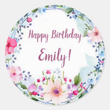 Feliz aniversário Bonito PInk, Roxo e Azul Floral