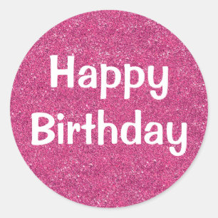 Adesivo Feliz Aniversário Branco Glitter Roxo Brilhos