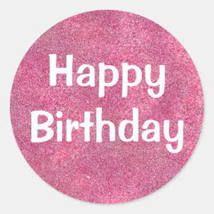 Adesivo Feliz Aniversário Branco Glitter Roxo Brilhos