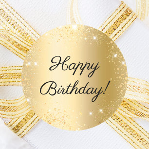 Adesivo Feliz Aniversário Brilho Dourado