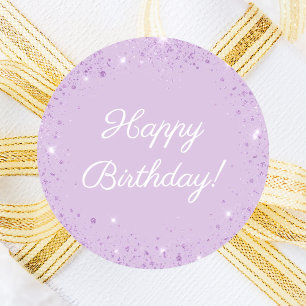 Adesivo Feliz Aniversário brilho lavanda