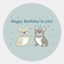 Adesivo Feliz aniversário, bulldog francês
