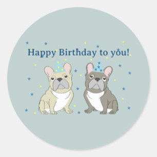 Adesivo Feliz aniversário, bulldog francês
