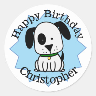 Adesivo Feliz Aniversário Cachorrinho Personalizado