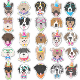 Adesivo Feliz Aniversário Cachorro Enfrenta Animais Pawty