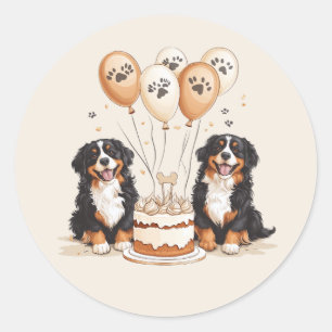 Adesivo Feliz Aniversário Cães de Montanha Bernese