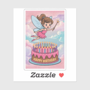 Adesivo Feliz aniversário Cartoon Fairy