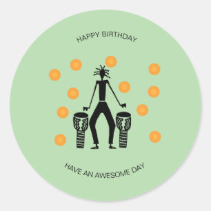 Adesivo Feliz Aniversário, Celebração Africana de Drumming