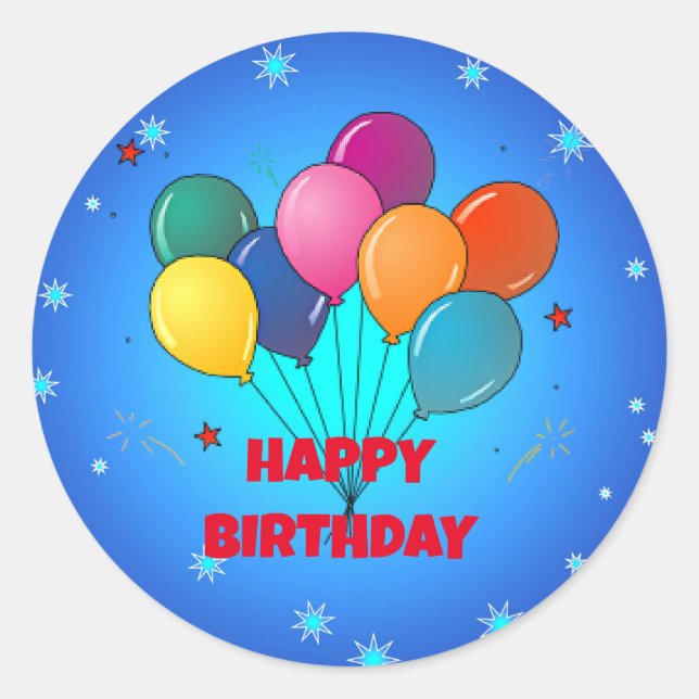 Adesivo Feliz aniversário! Céu festivo estrelado, (Frente)
