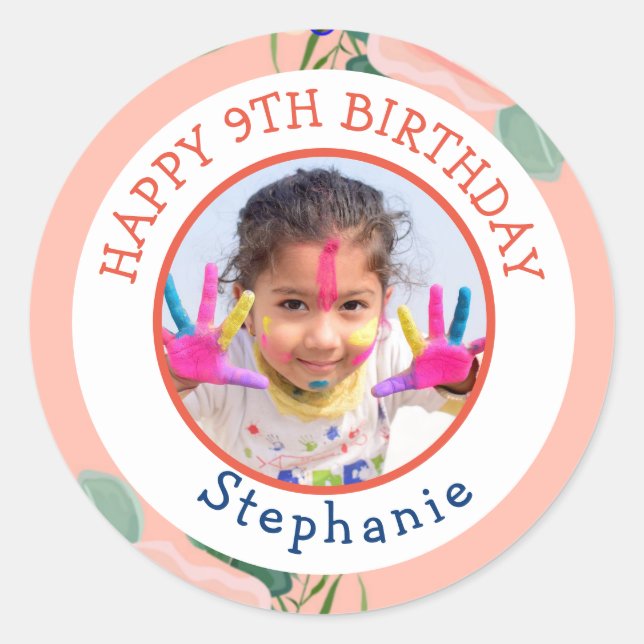 Adesivo Feliz Aniversário Clássico Foto Simples (Frente)